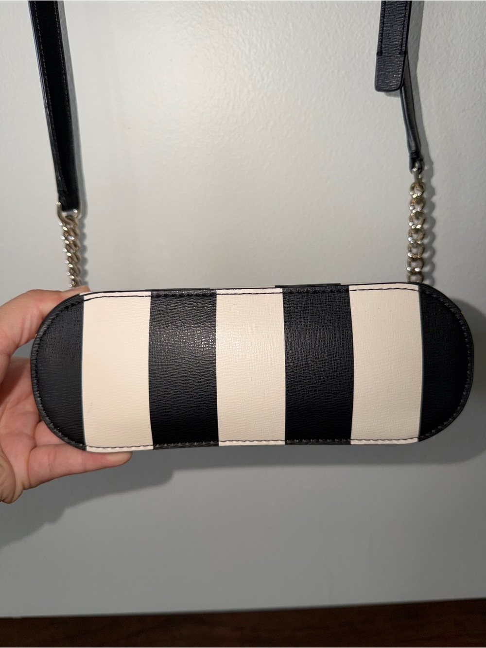 Kate Spade New York Spencer Small Dome Crossbody Black and White Stripe - Picture 5 of 7